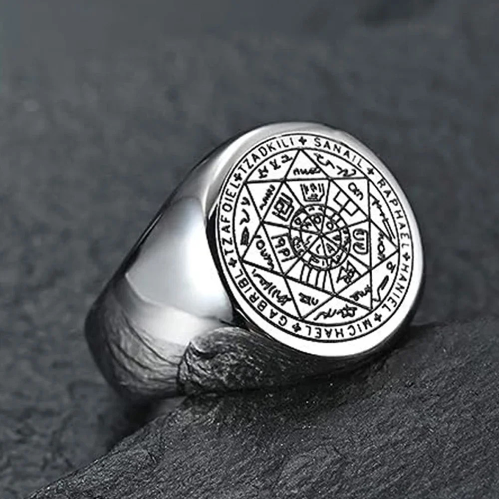 Seal of The Seven Archangels Rings for Men The Key of Solomon Ring Kabbalah Tali