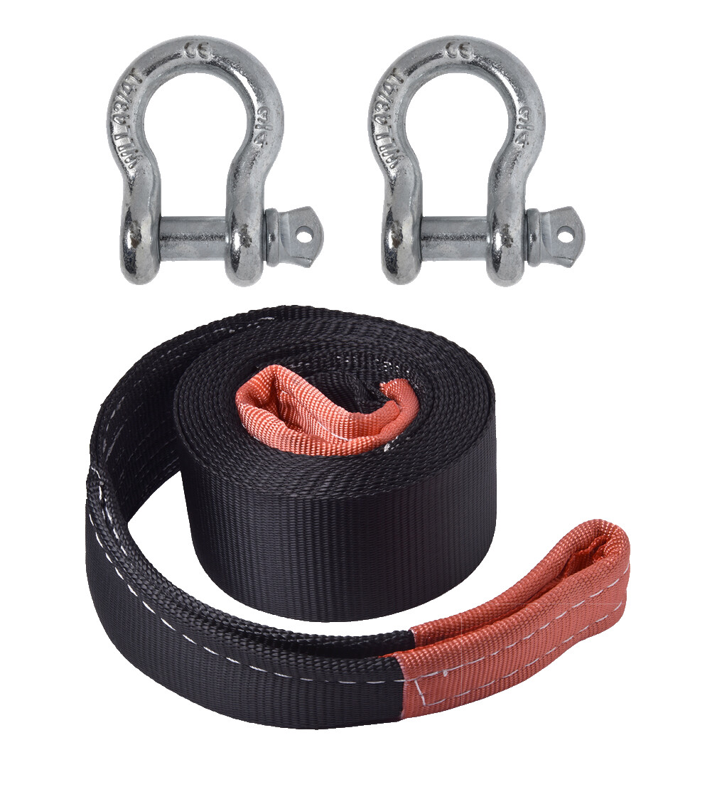 3" 6.5 TON Tow Strap 20 ft w D-Ring winch sling off-road ATV UTV 4WD recovery
