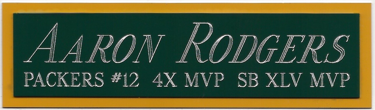 AARON RODGERS GREEN BAY PACKERS NAMEPLATE FOR AUTOGRAPHED Signed FOOTBALL JERSEY