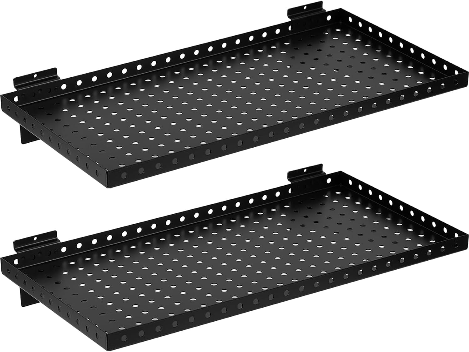 Durable 24x12 Inch Steel Slatwall Shelves for Garage & Retail Storage (2-Pack)