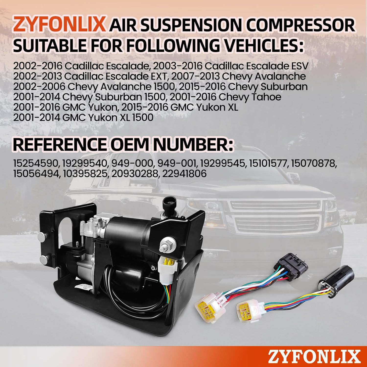 Air Suspension Compressor Cadillac Escalade Tahoe Yukon Suburban Rep 15254590