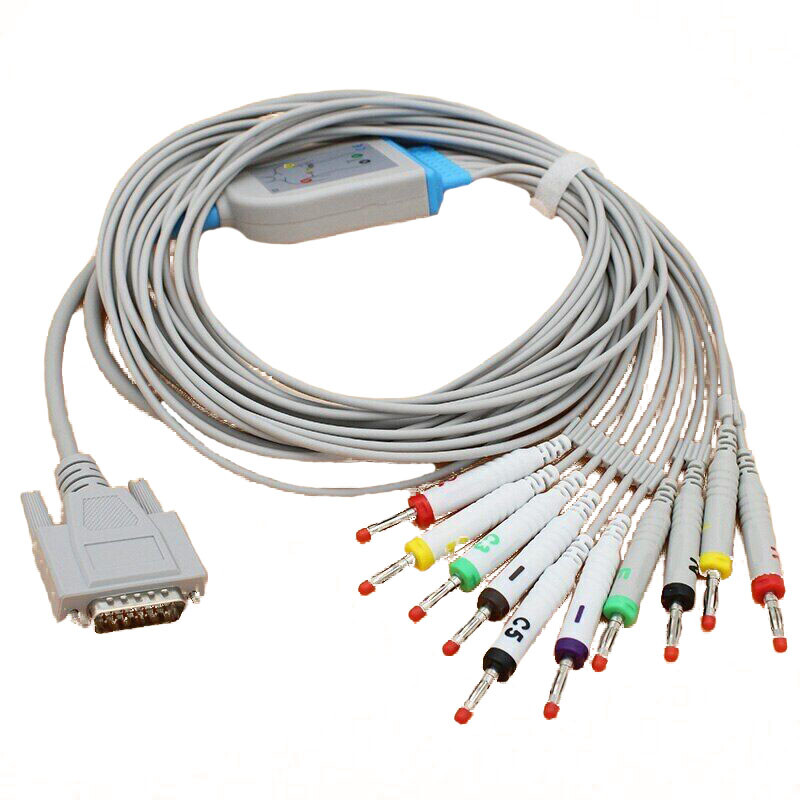 10Leads ECG EKG Cable for Edan SE-1/3/12/601/601A Mindray R3 R12 Patient Monitor