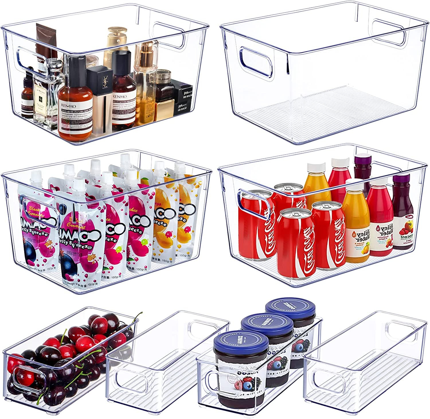 Clear Plastic Storage Bins 8 Set 4 Large & 4 Small Stackable Storage Containers