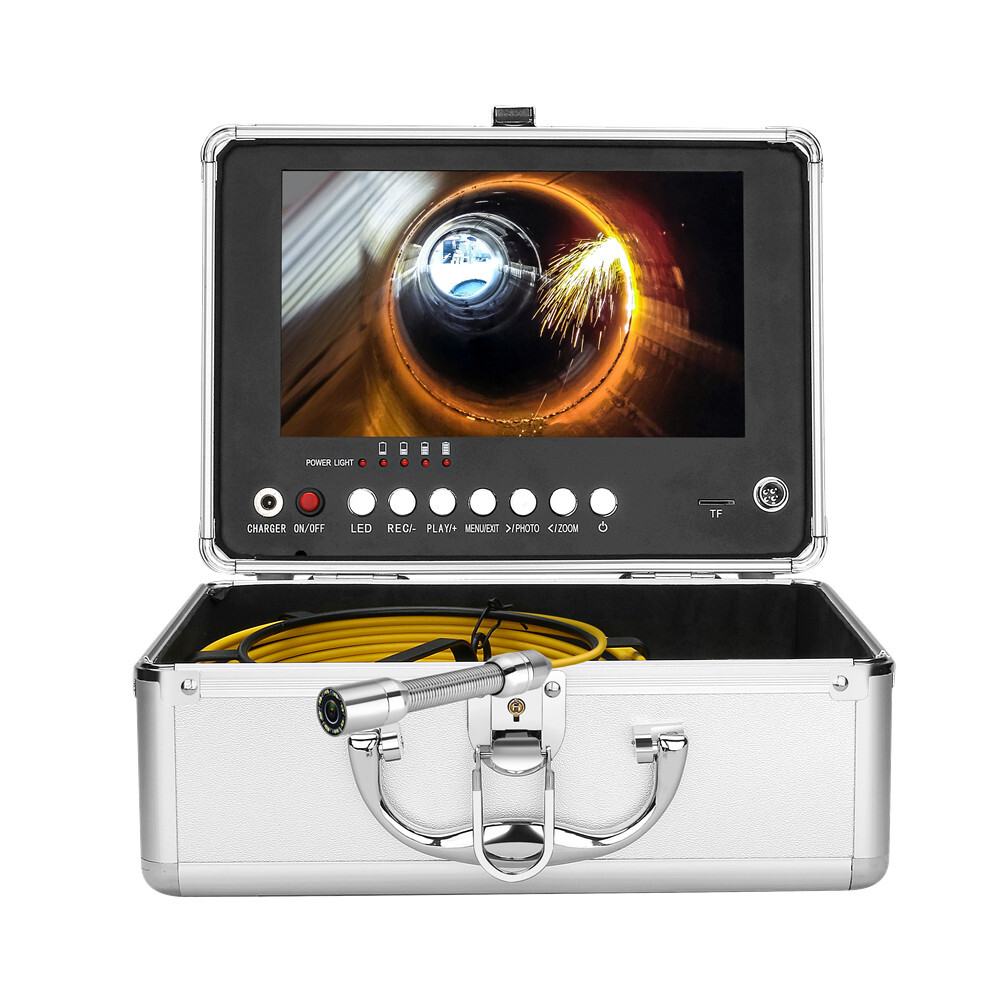 9" AHD DVR 16GB Sewer Pipe Inspection Camera 17MM Drain Industrial Endoscope 20M