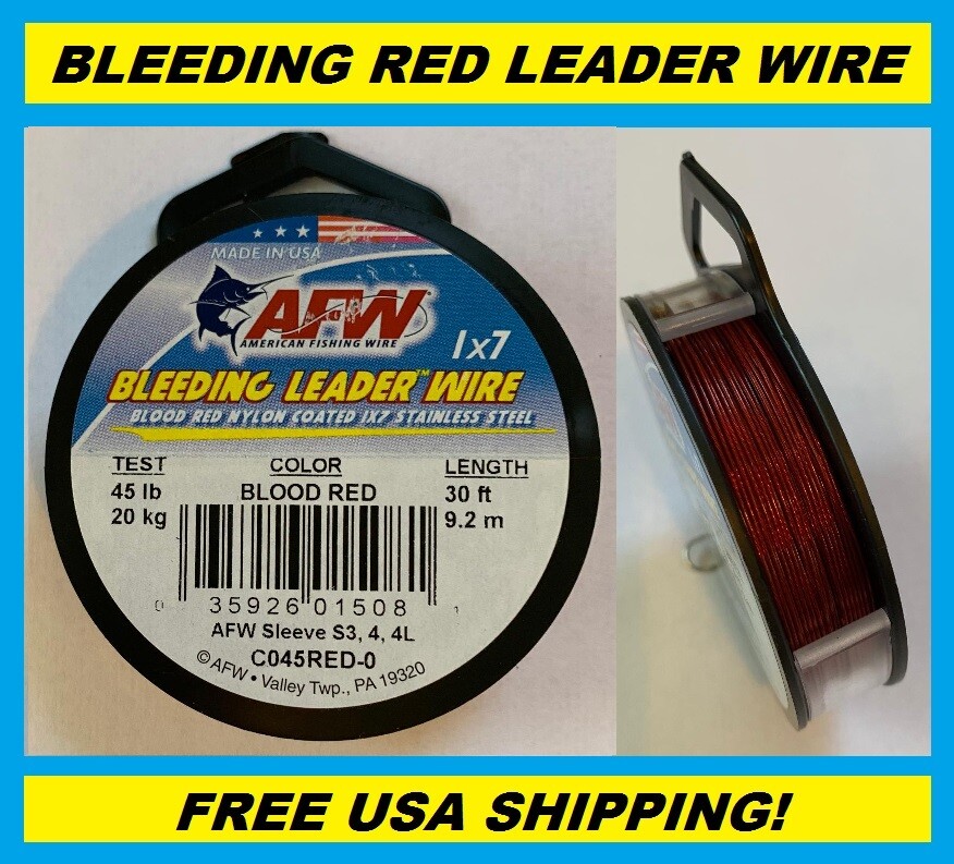 AFW American Fishing Wire Bleeding Leader Wire 1x7 Stainless Steel, 45LB-30FT