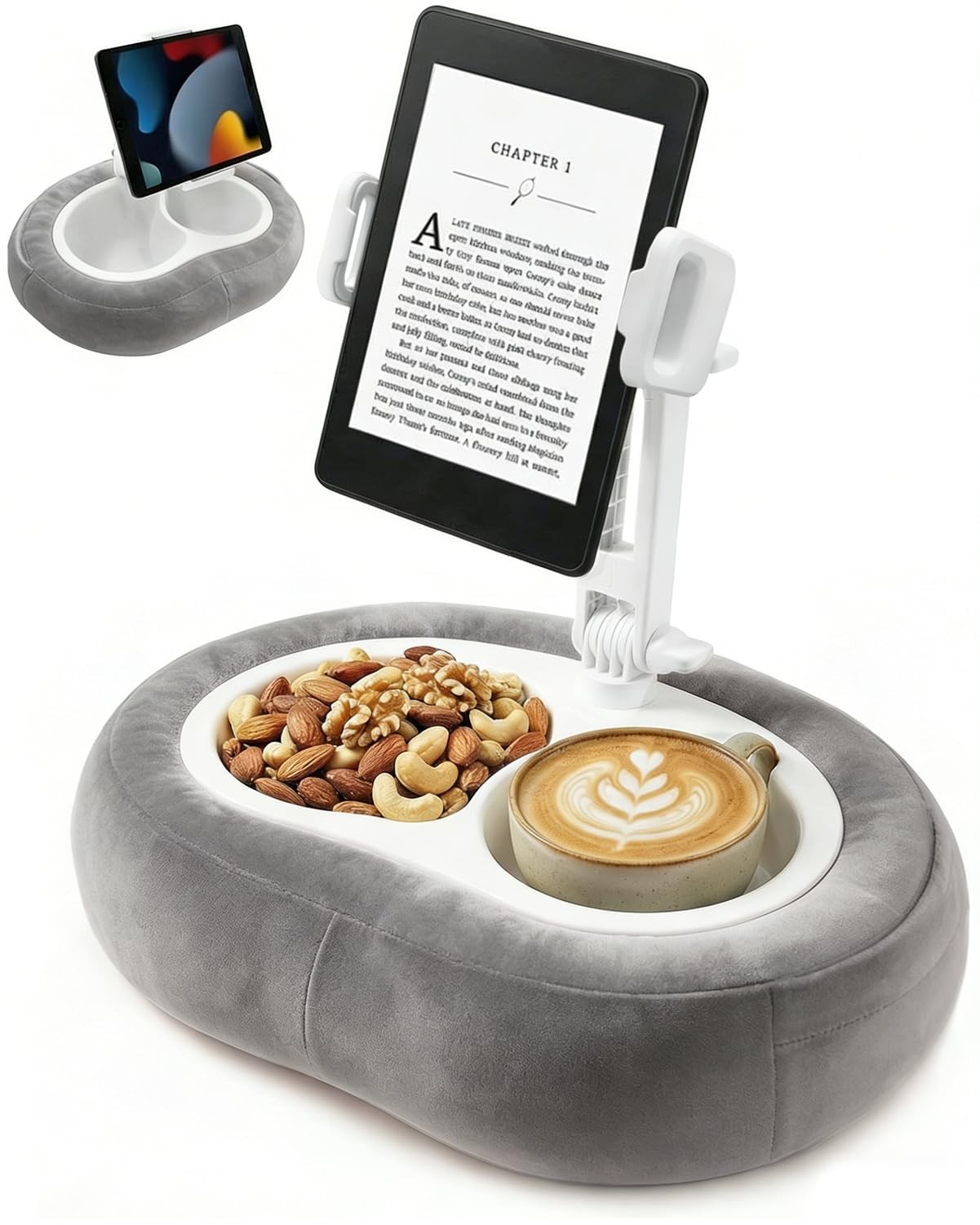 Tablet Pillow Stand 360 Rotating Holder Bed Sofa Mount for 5"-12.9" Tablets Blac