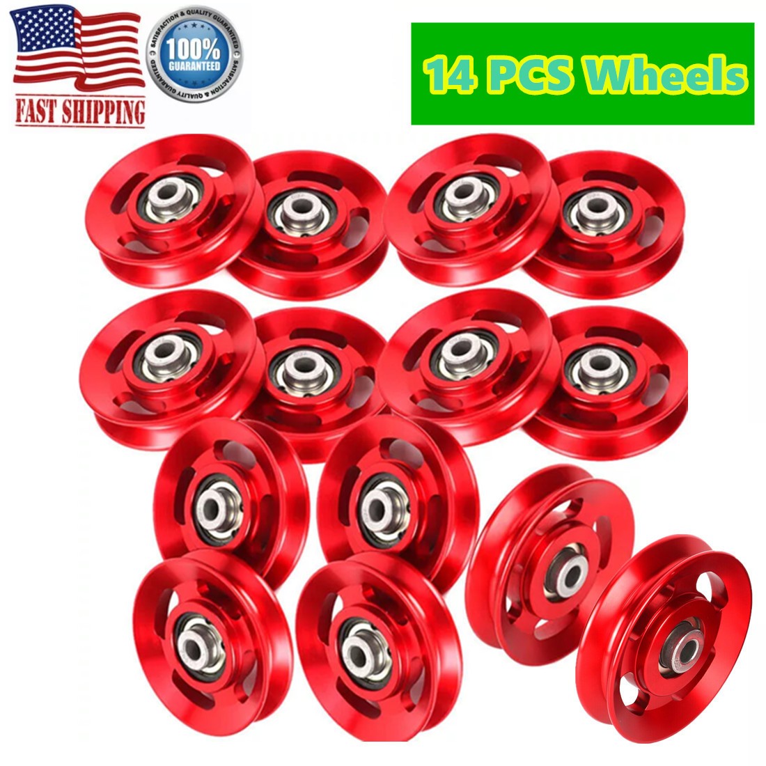 14PCS Aluminum Alloy Pulleys Bearing Wheel Cable Machine Gym Fitness Equipment