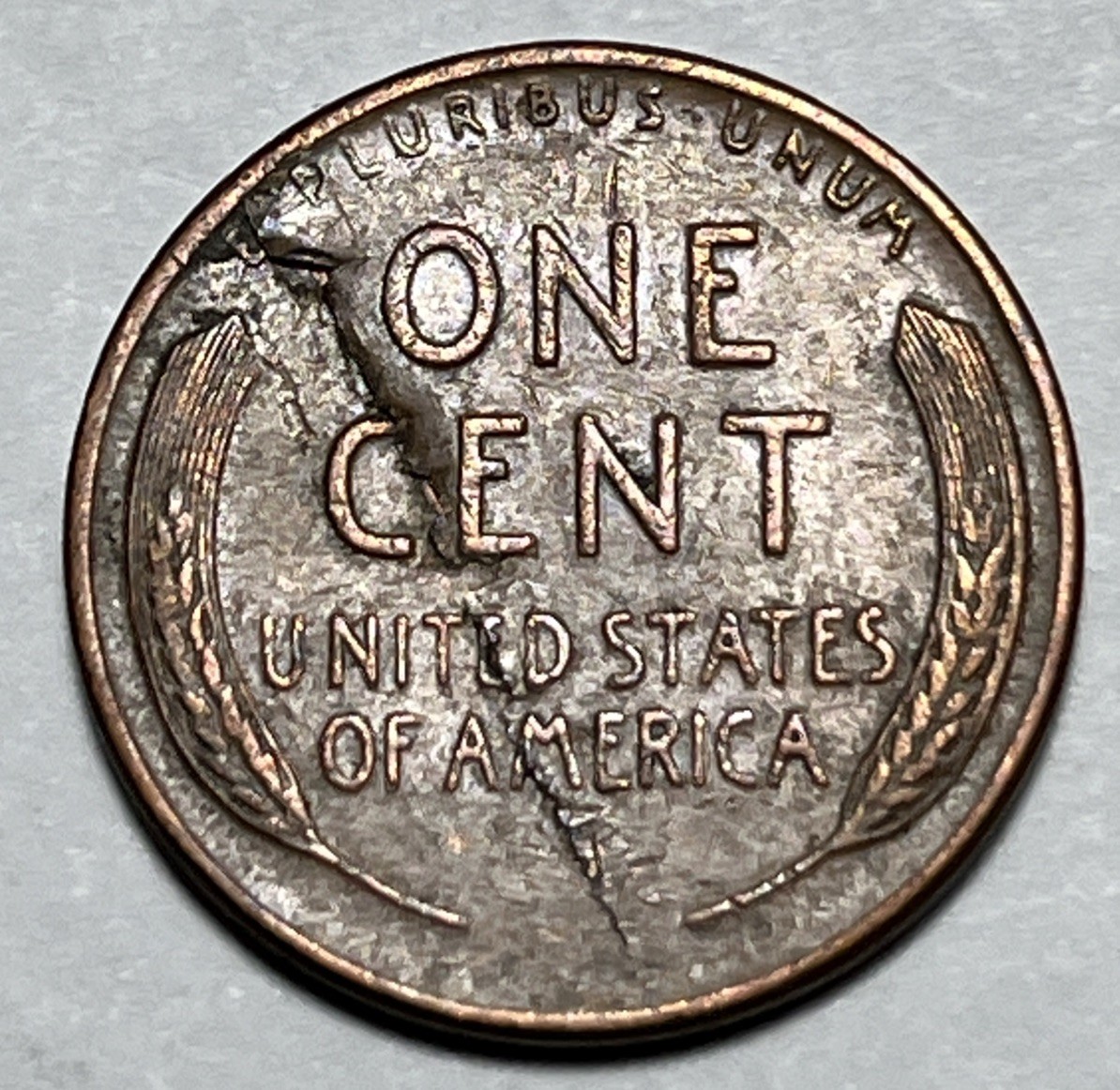 1958 D Wheat Penny Errors Long Lamination Error Reverse