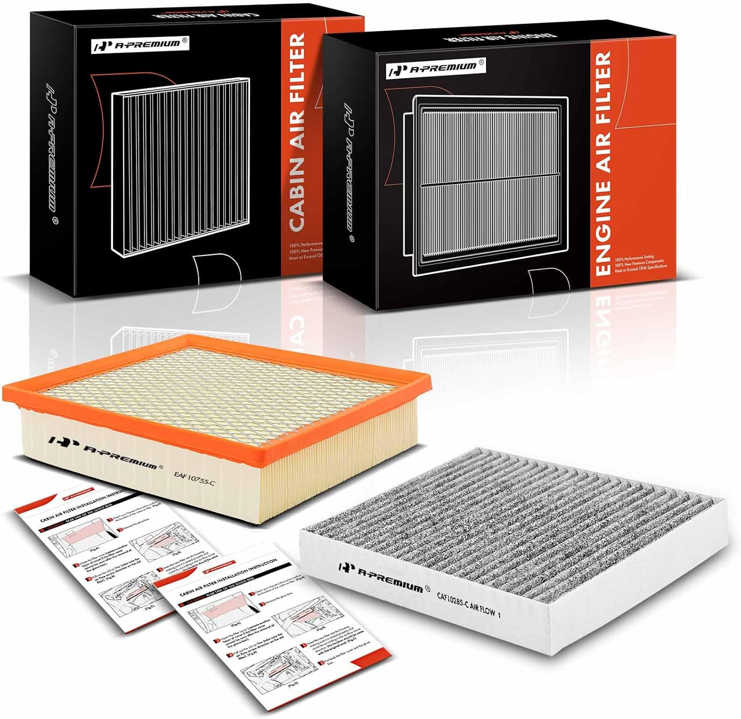 2-PC Engine & Cabin Air Filter with Activated Carbon Compatible with Toyota Camr