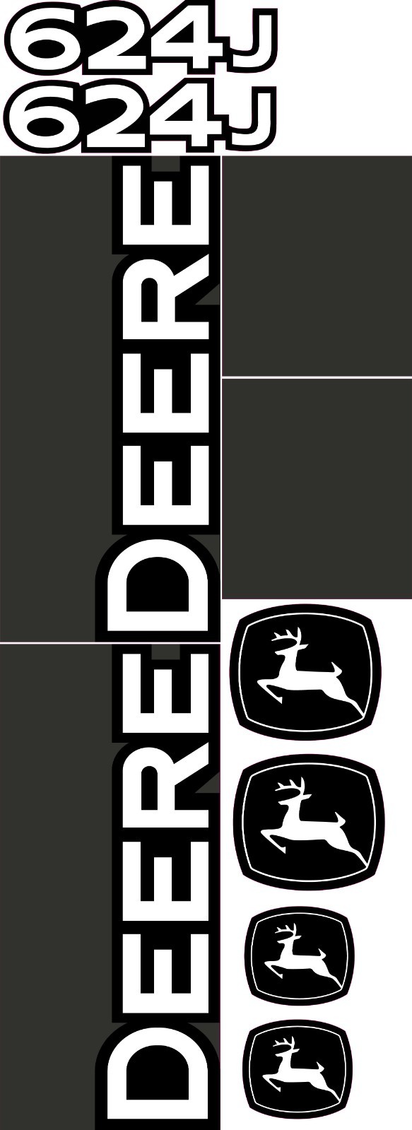 Fits JOHN DEERE 624J Decal Kit WHEEL LOADER 3M VINYL / FREE SHIPPING