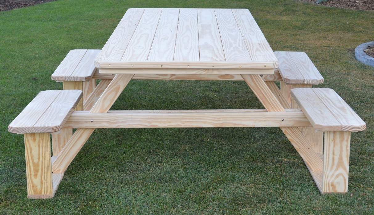 A&L Furniture Co. 8' Amish-Made Wheelchair-Accessible Pine Walk-In Picnic Tables