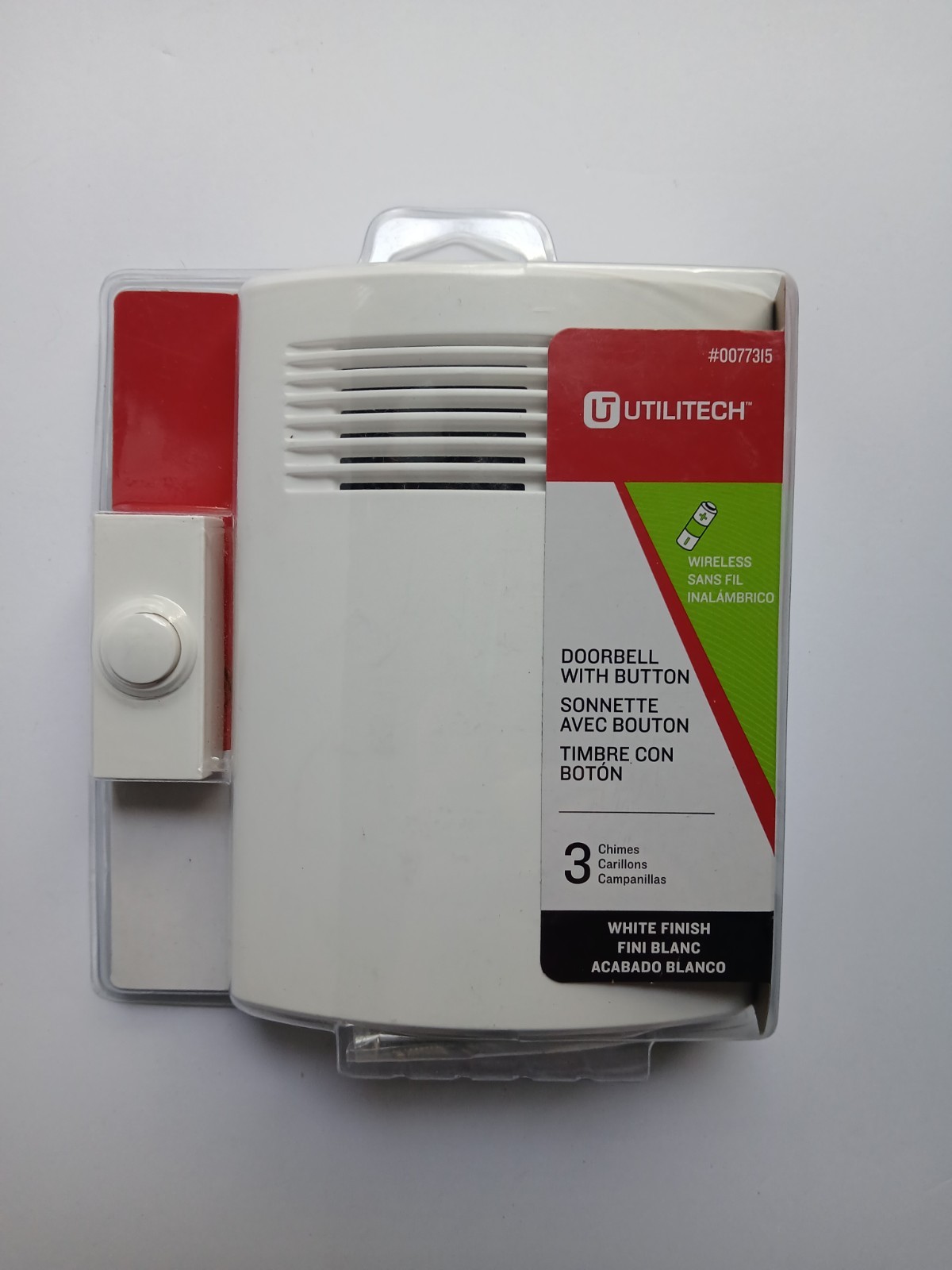 Utilitech 0077315 Wireless Doorbell Kit Battery Operated (not included) NEW