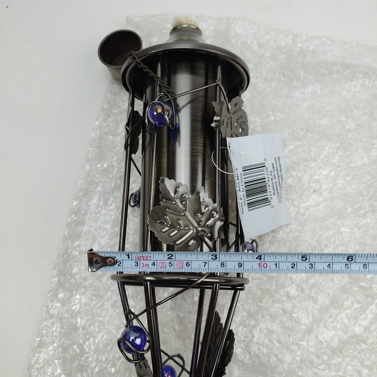 Vintage Russco III Garden Torch with Antique Copper Finish with Leaves & Marbles