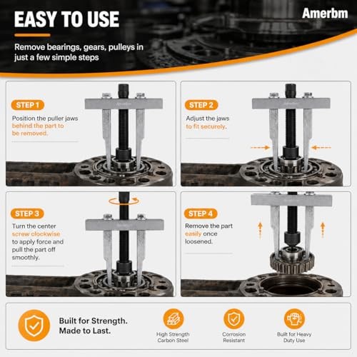 2 Jaw Bearing Puller 30mm-90mm Adjustable Gear Puller Tool - Heavy Duty Slim