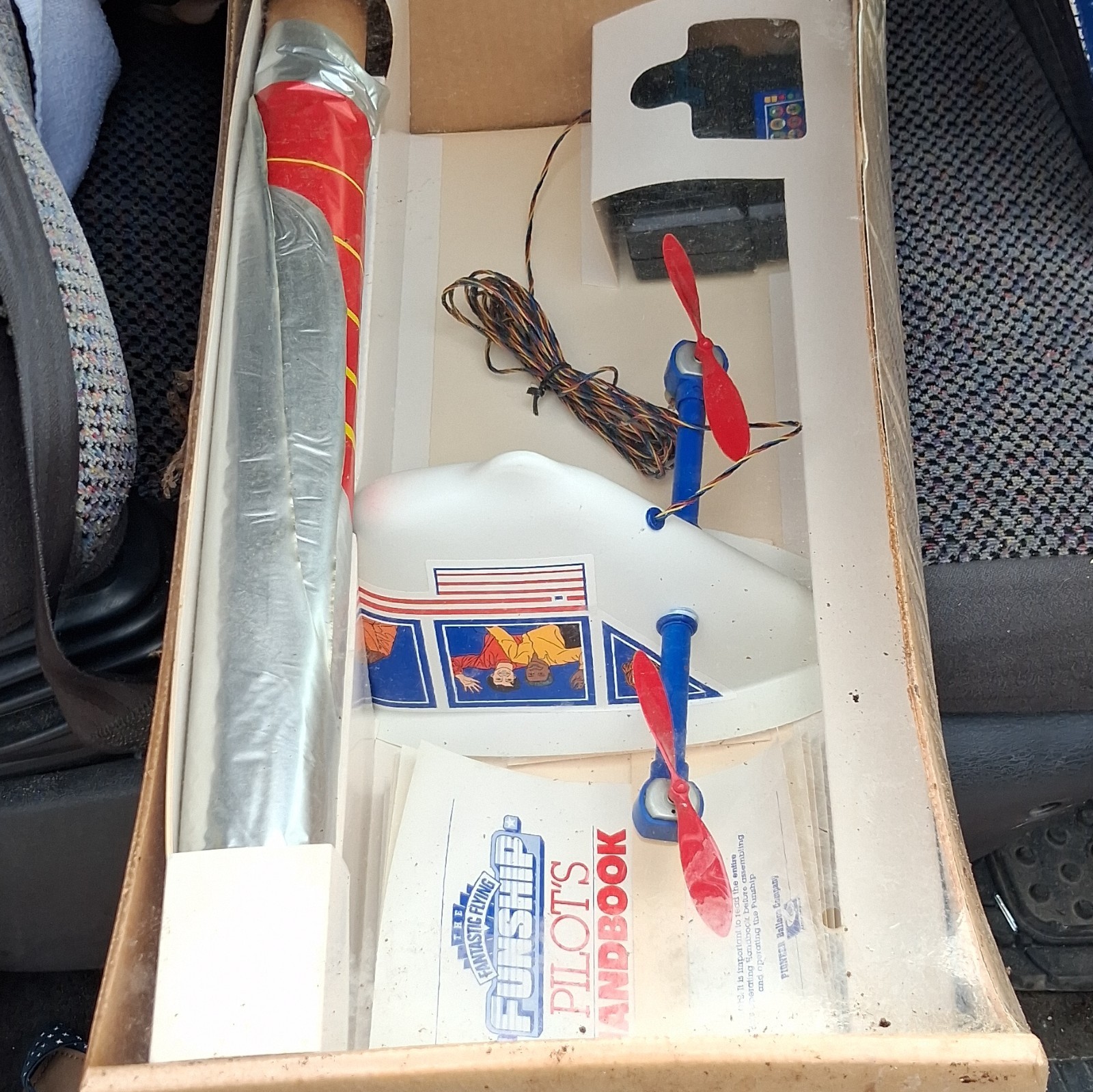 Funstuff Control Line Model Airplane Kit w/ Pilot's Handbook White Blue Red