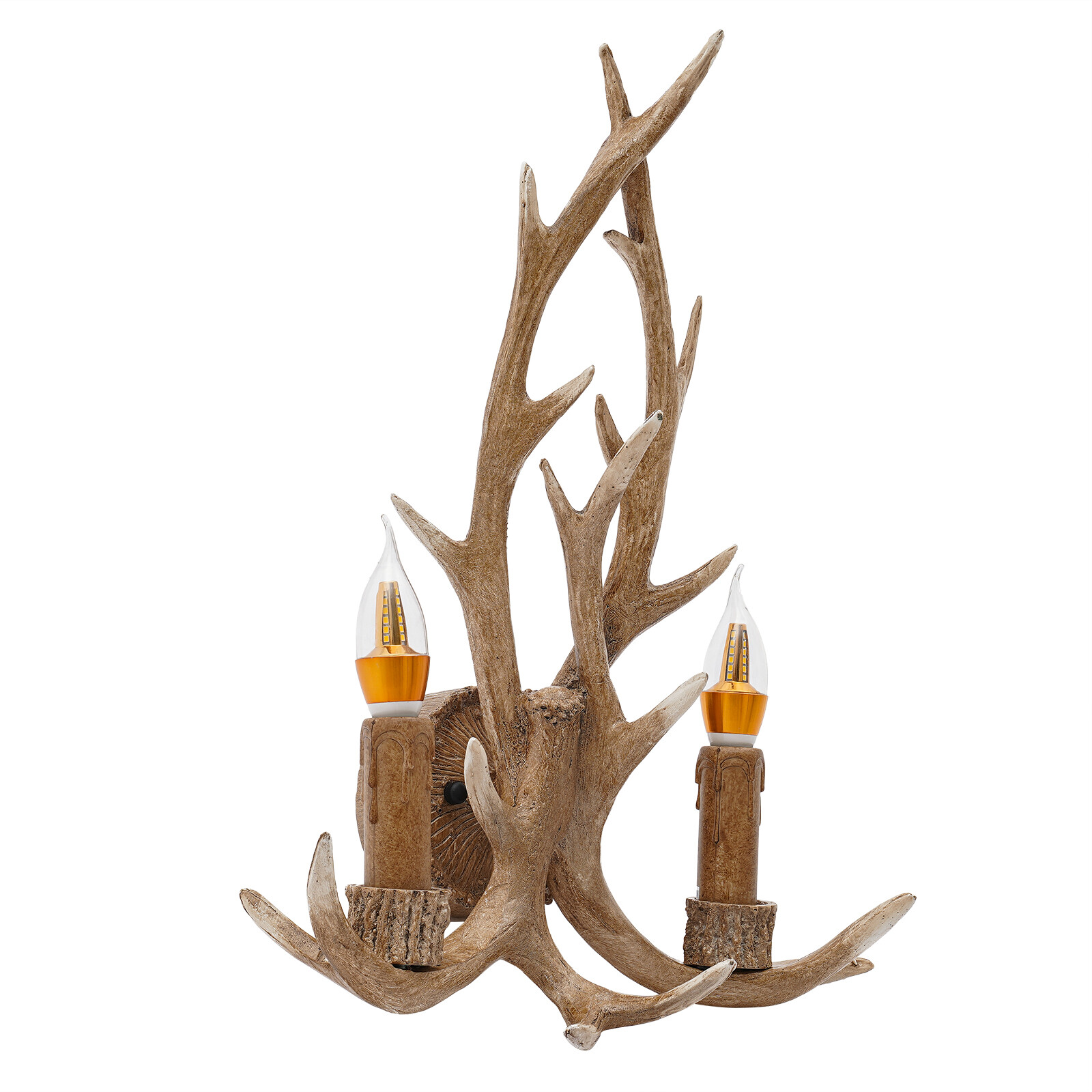 Resin Antler Wall Light Fixture Vintage Retro Deer Horn Sconce Lamp Home Decor