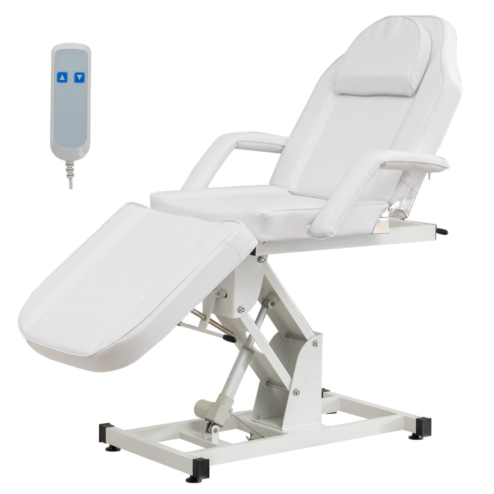 White Electric Salon Bed, Adjustable Massage & Facial Table, Heavy Duty 440LBS,