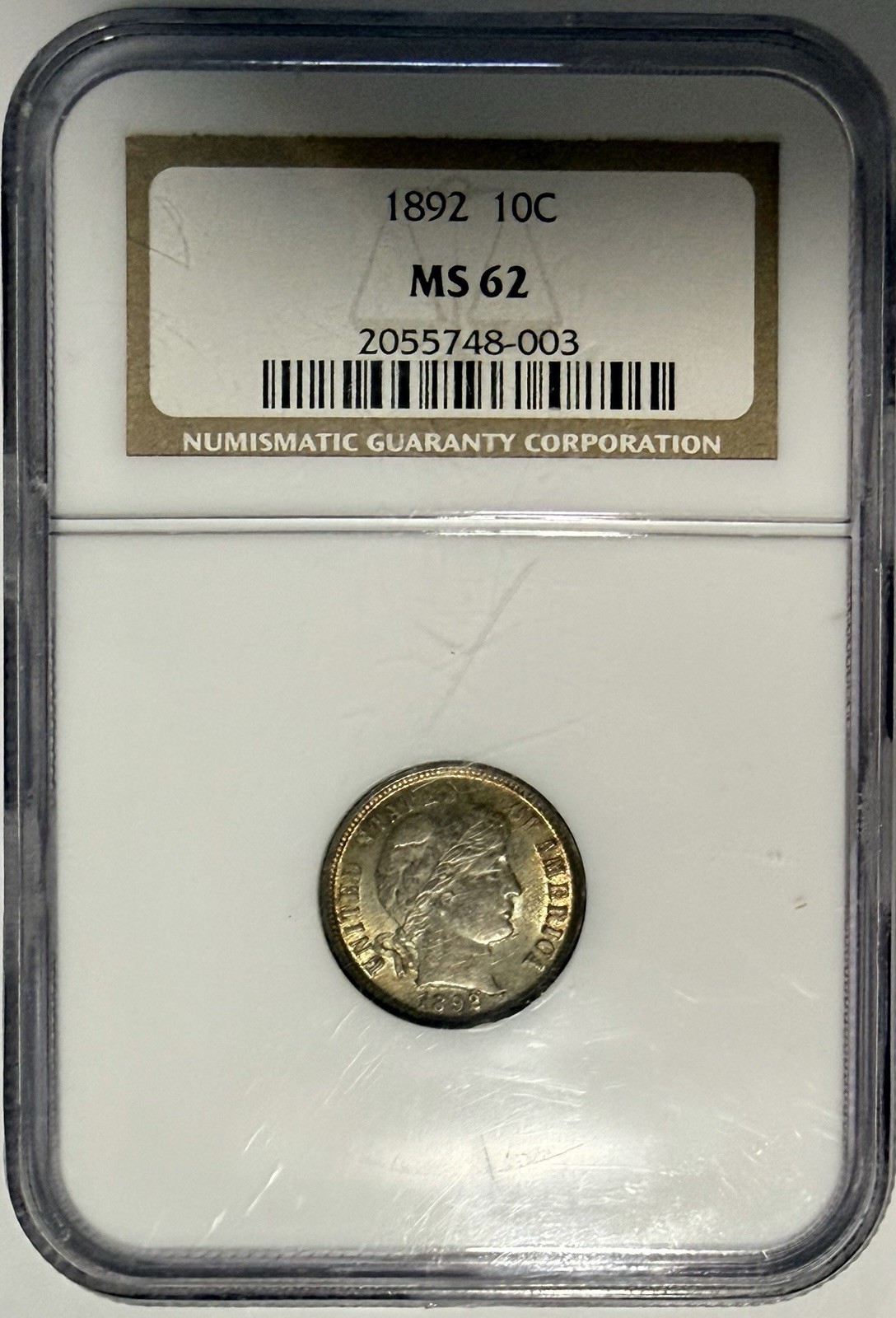 1892 P Barber Dime 10c NGC MS62 ‼️RAINBOW UNDERTONES & FULL CARTWHEEL LUSTER‼️