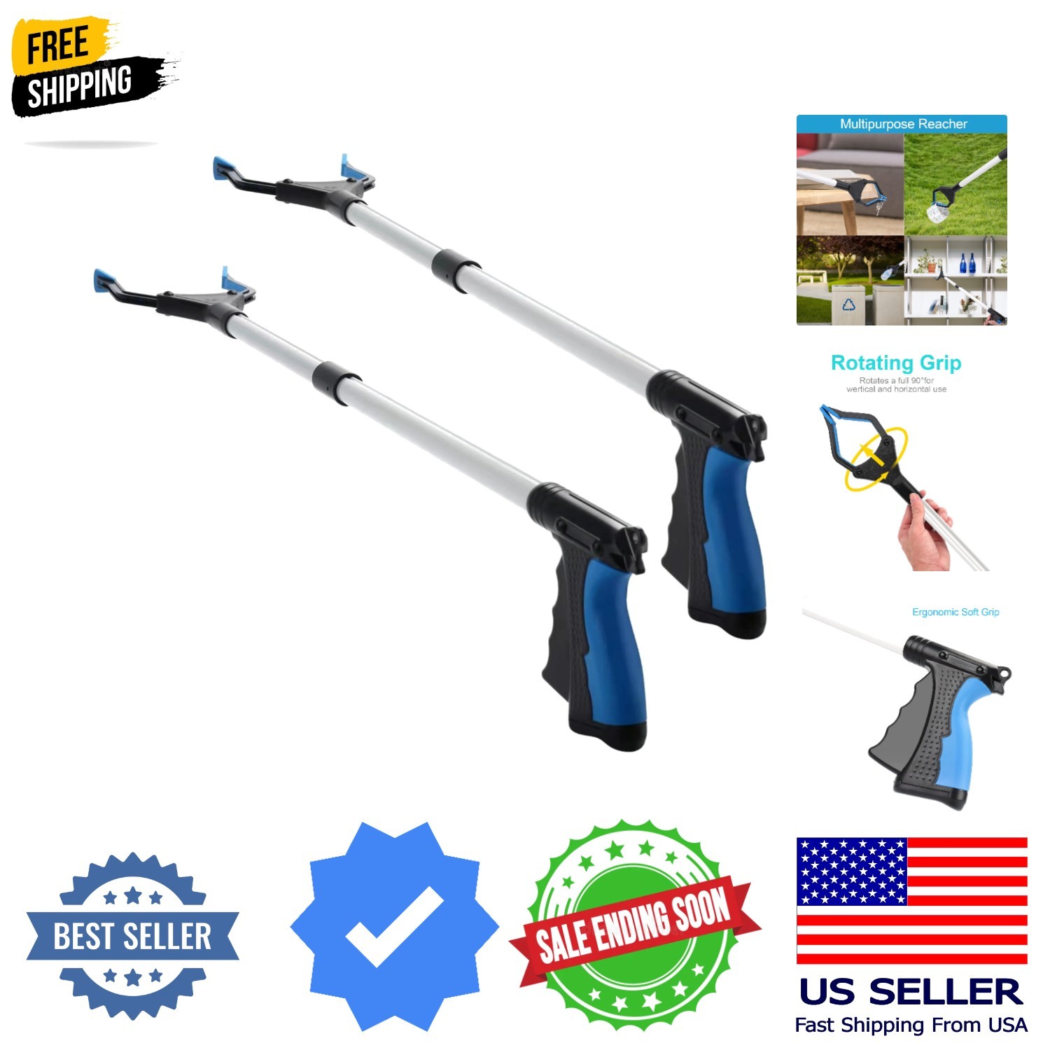 Grabber Reacher Tool, 34" Grabbers for Elderly, Lightweight Extra Long Handy ...