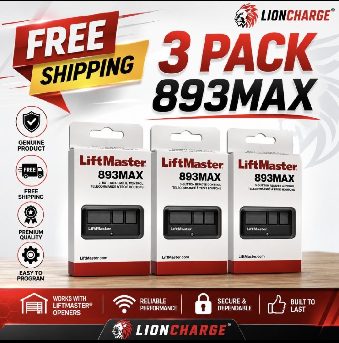 3 Pack 893MAX LiftMaster 3 Button Remote Control Garage Door Opener