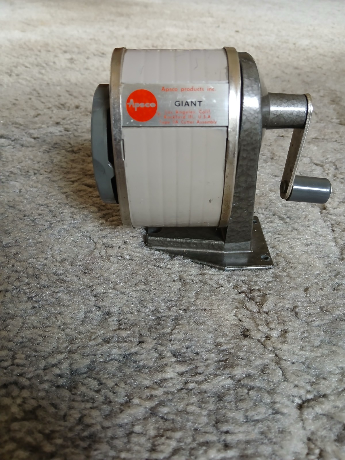 Vintage Apsco 'Giant' Pencil Sharpener 6-Hole Adjustable Metal Mounted