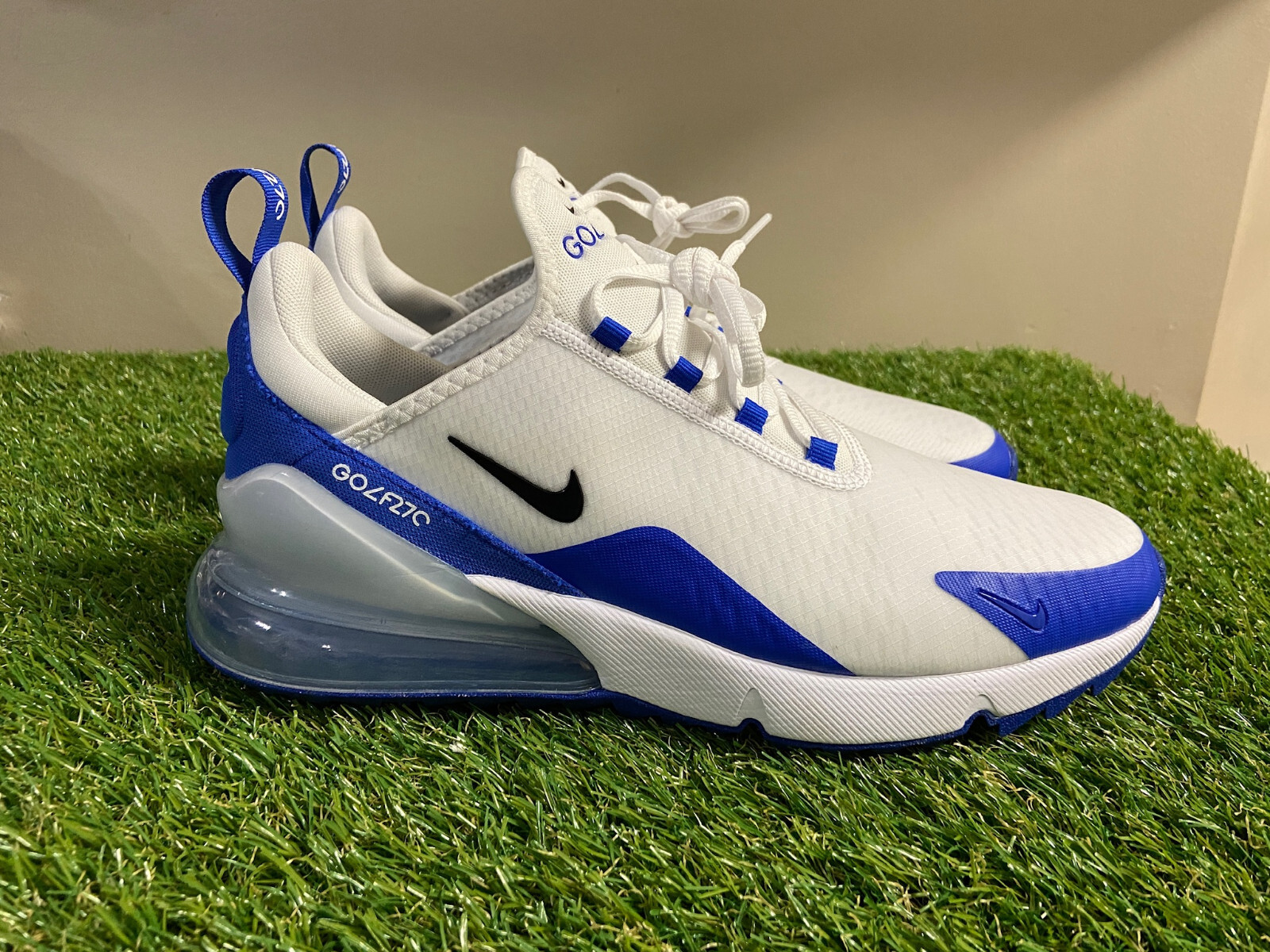 Nike Air Max 270 G Golf Shoes Men's Size 9.5 White Racer Blue CK6483-106 NEW