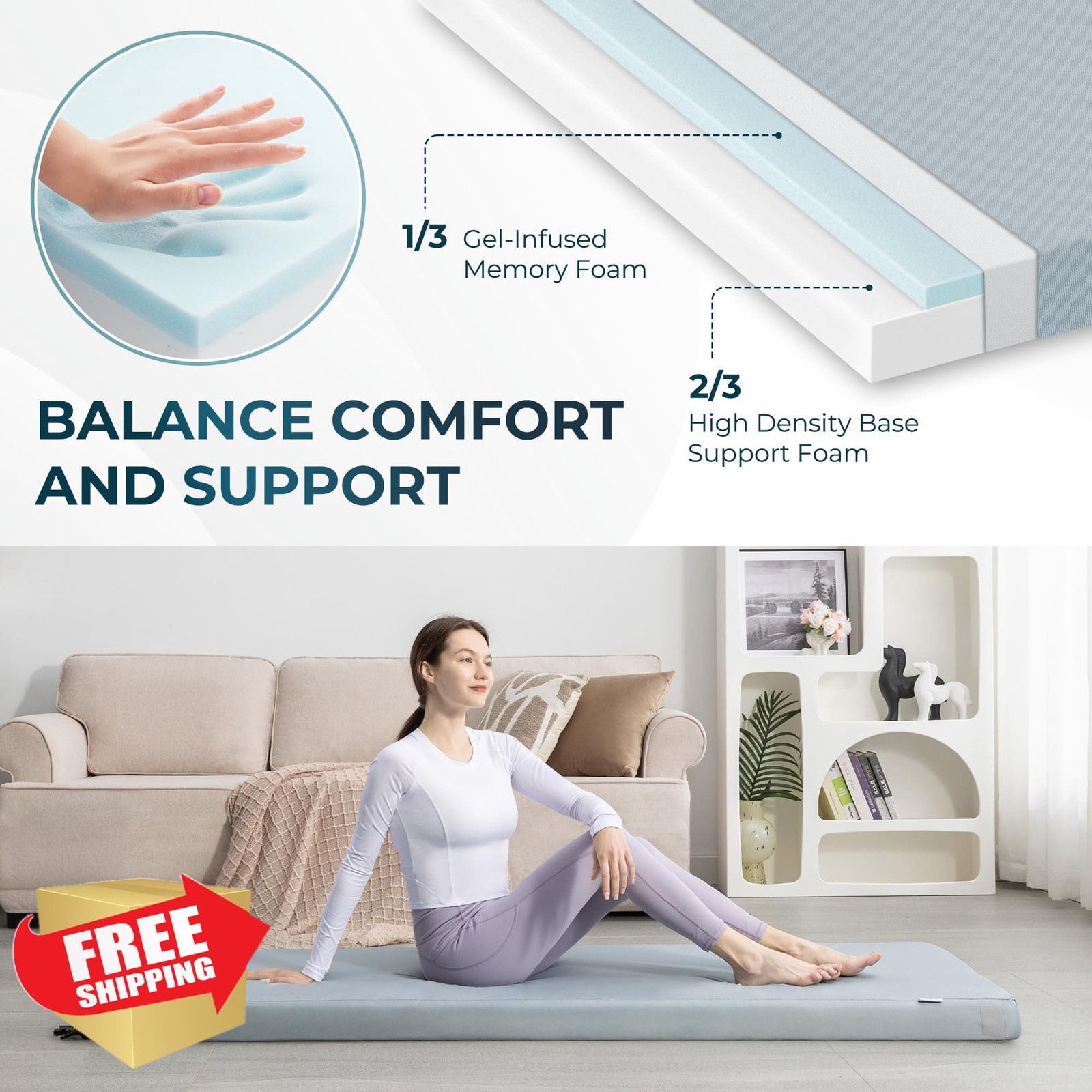 Kingfun 3" Memory Foam Camping Mattress Waterproof