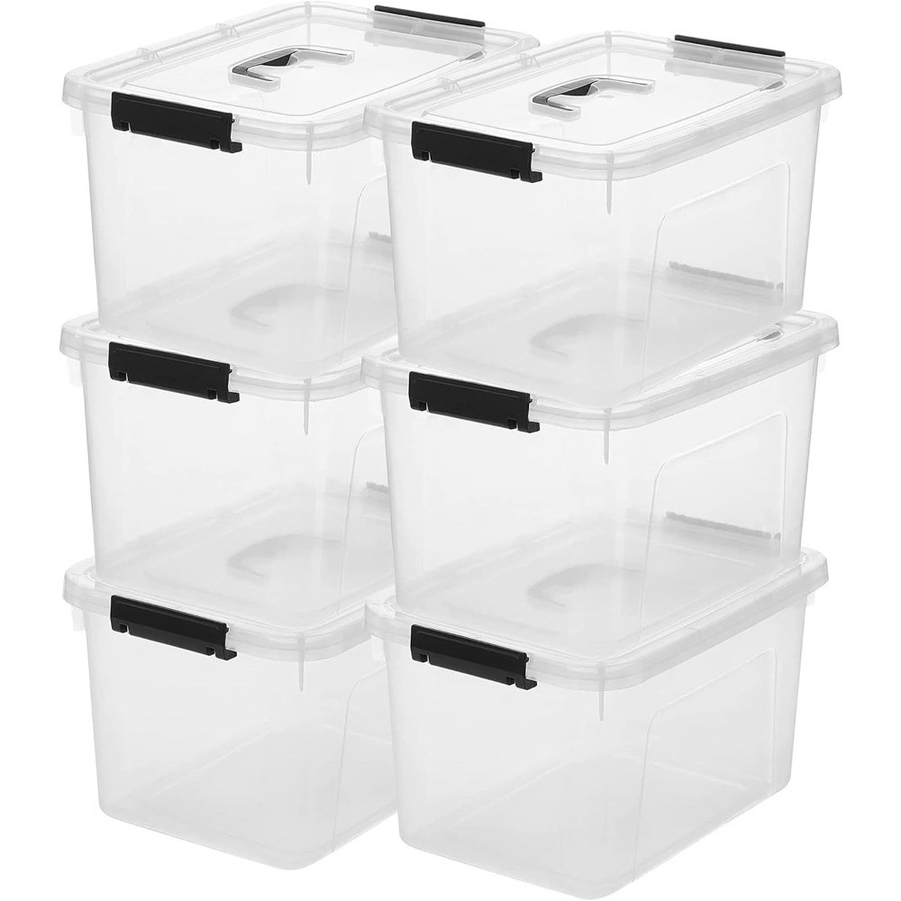 NEW.6 Quart Clear Storage Latch Box/Bins,6-Pack Plastic Container with Latches