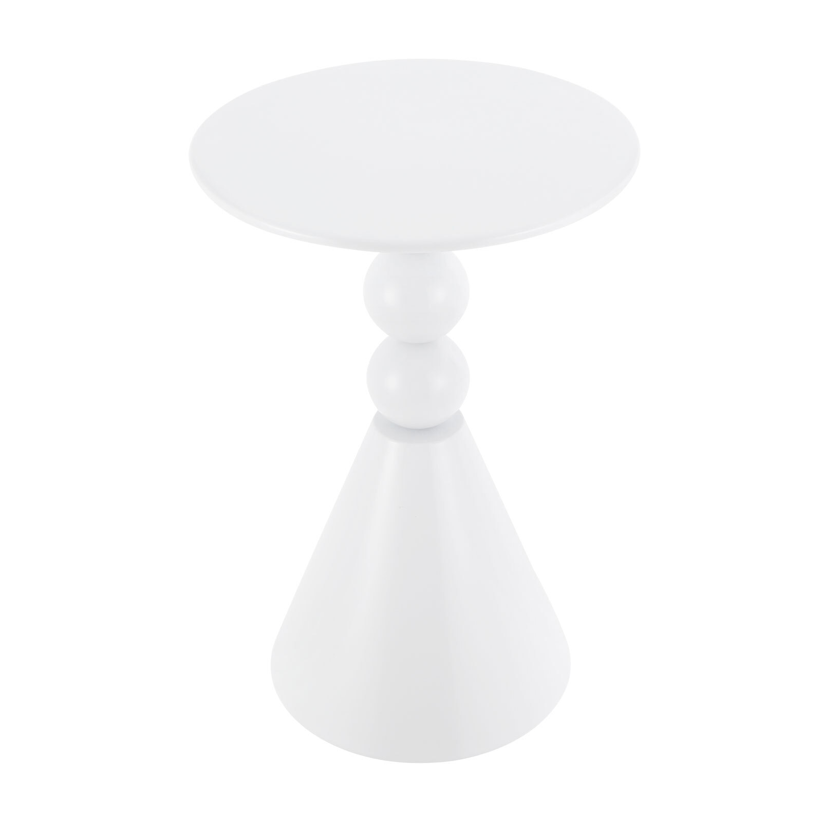 Round Side Table Modern Small End Table Cream Pedestal Circle Accent Table Metal