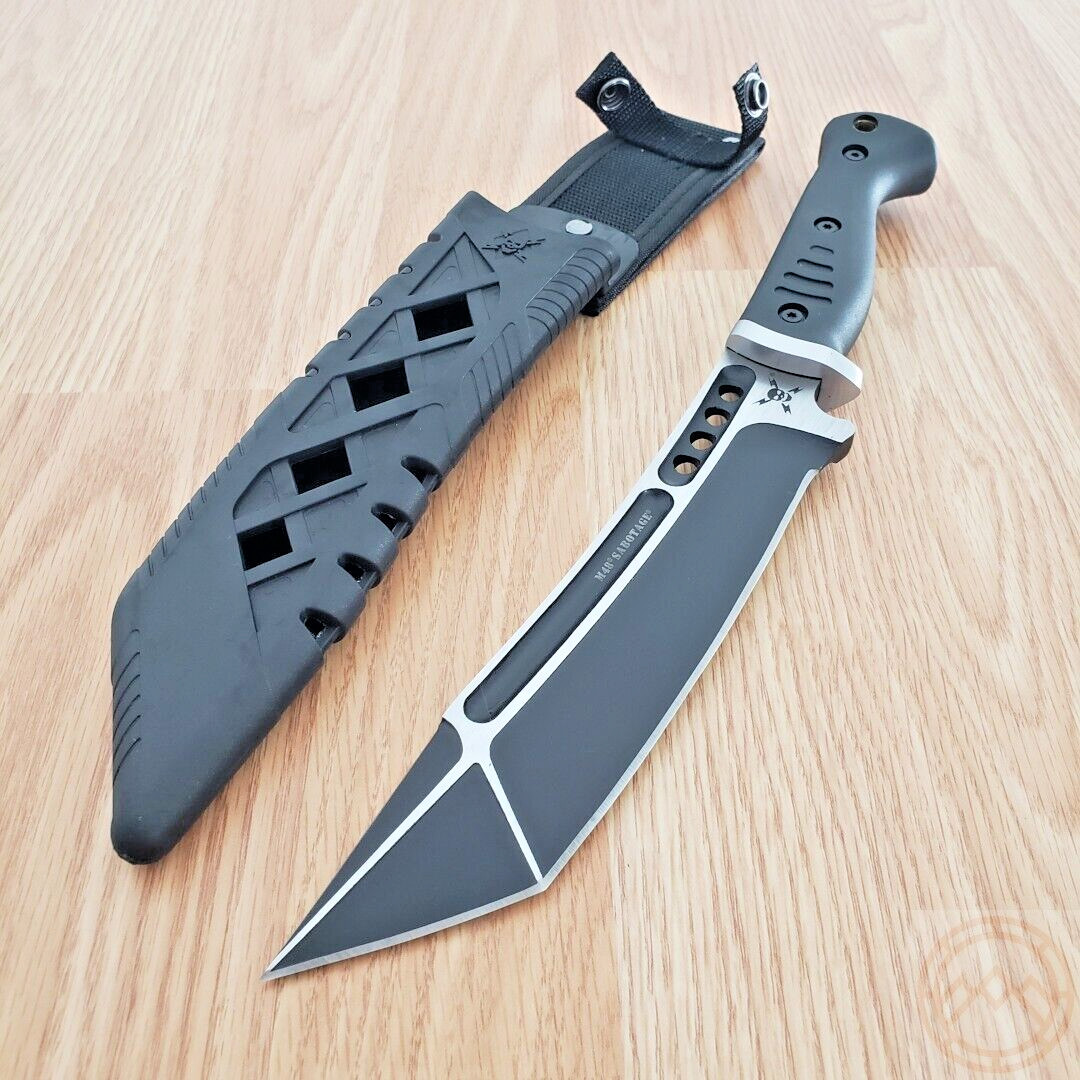 United Cutlery M48 Sabotage Knife 8" Stainless Tanto Blade Black Rubber Handle