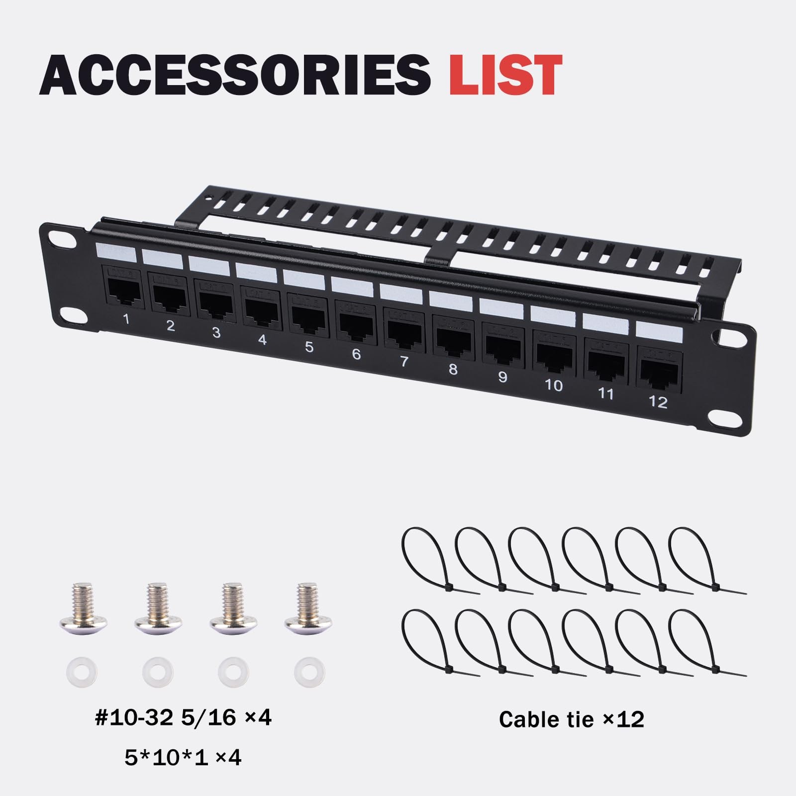 12Port Cat6 Patch Panel 1U Rack Mount Keystone Coupler DeskPi RackMate 10 In