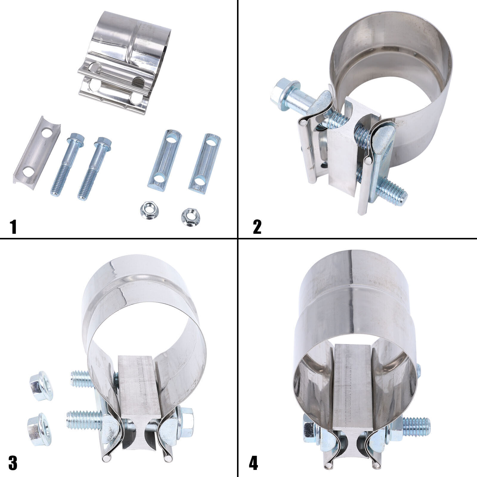 5" inch 2pack Stainless Steel 304 Lap Joint Clamp Heavy Duty Exhaust Band Clamp