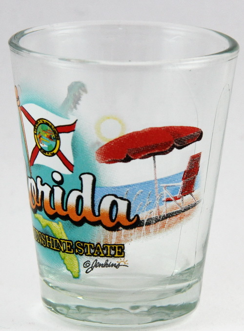 FLORIDA SUNSHINE STATE ELEMENTS SHOT GLASS SHOTGLASS