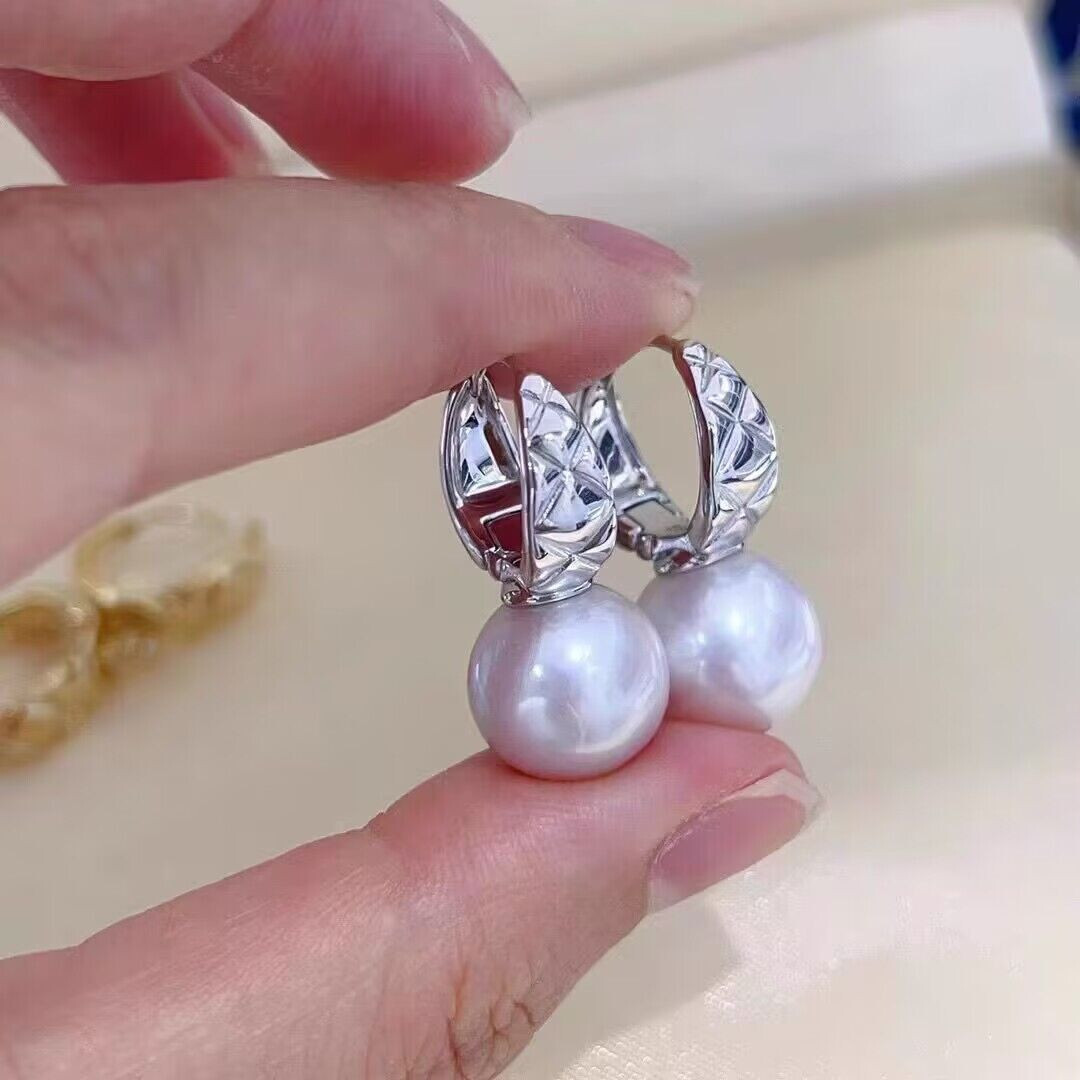 classic  10-11mm south sea round white  pearl stud earring925s(t)