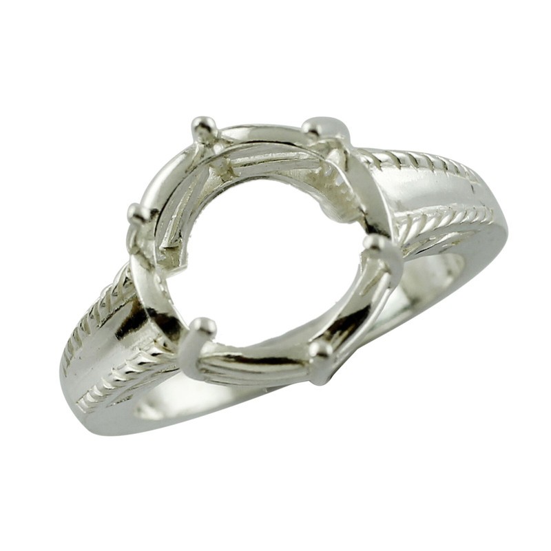 11MM Round Shape Semi Mount Cocktail Women Wedding Ring 925 Sterling Silver