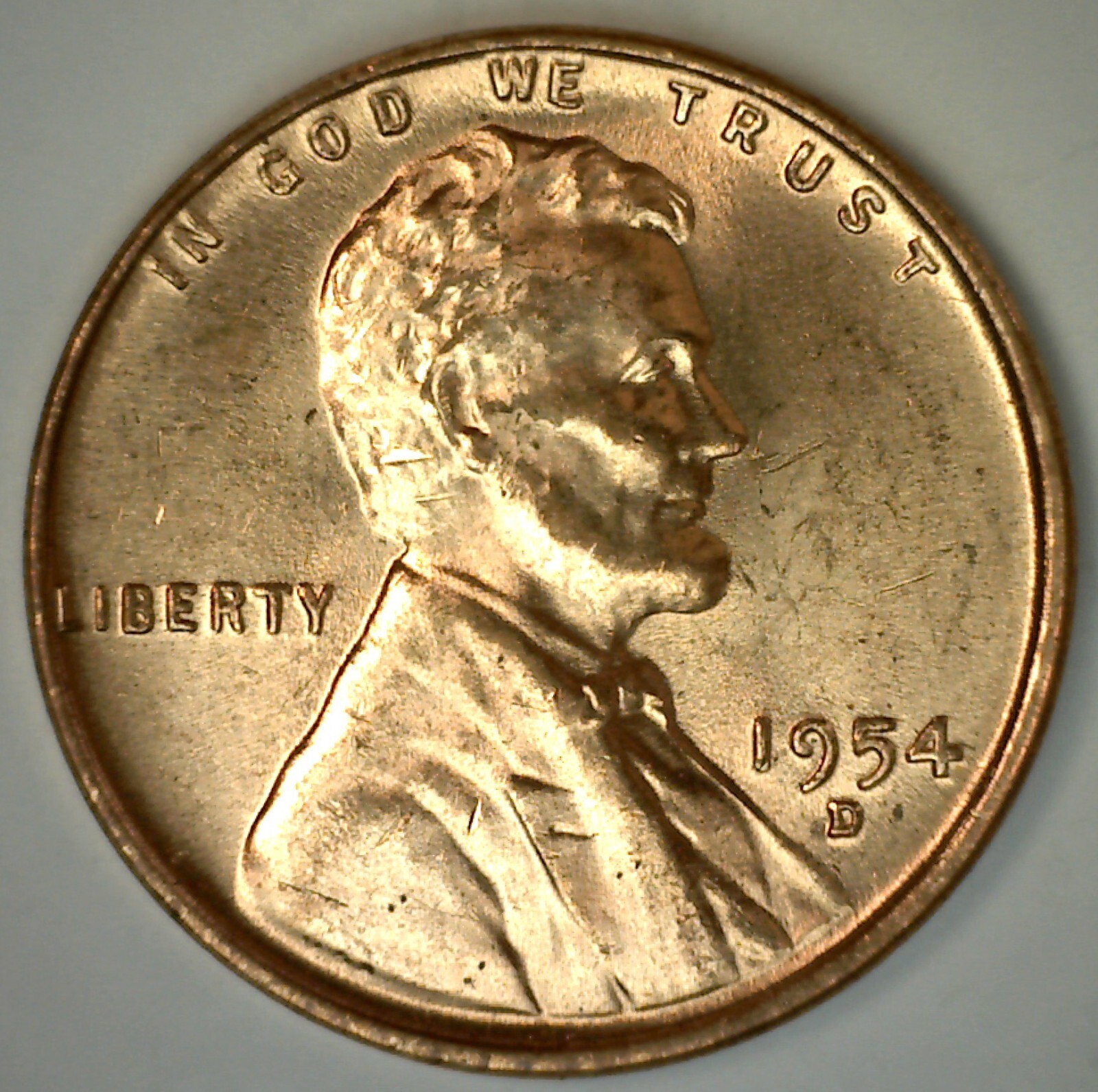 1954 D Uncirculated Lincoln Wheat Cent Coin Nice Red Penny Denver 1c