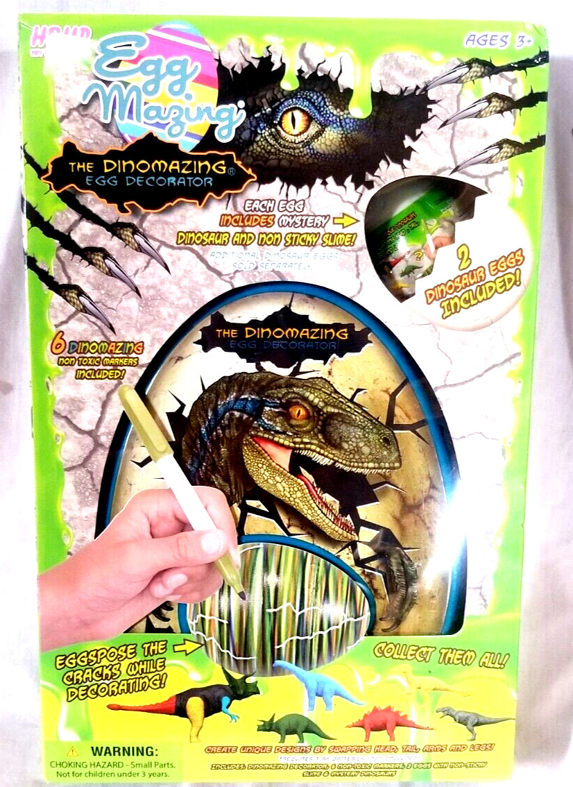 The DinoMazing Egg Decorator w Non Toxic Markers with 2 Eggs Included NEW SEALED