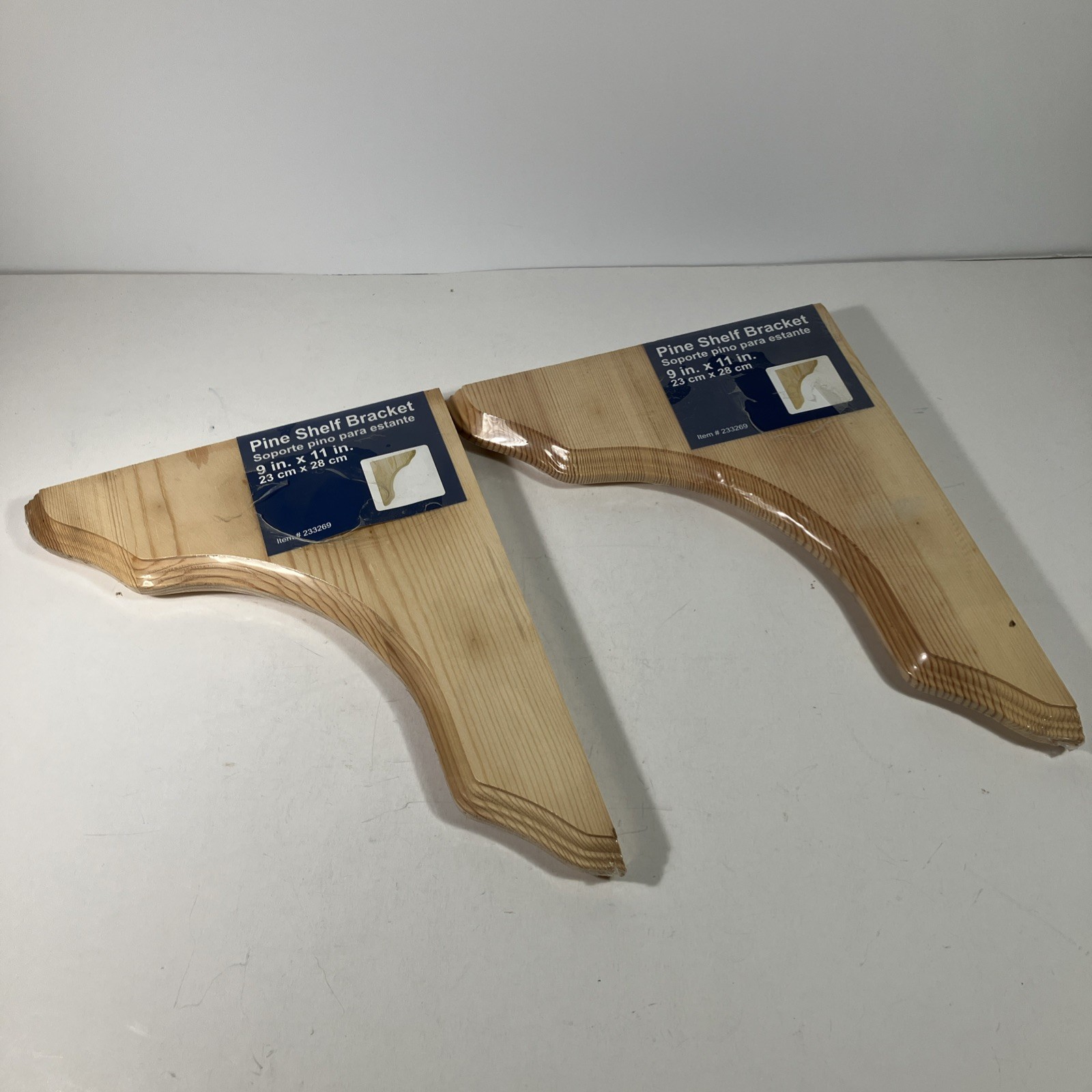 Pine Shelf Brackets 2 Pair 9”x11” (23cm X 28cm) NEW