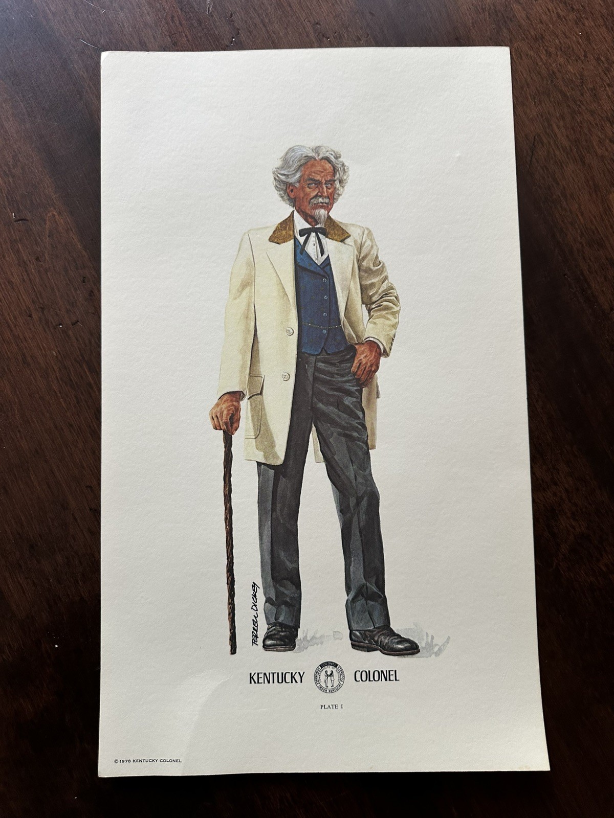 Terrell Dickey “Kentucky Colonel” Print – Signed 1978.  New, unframed, 10 x 17