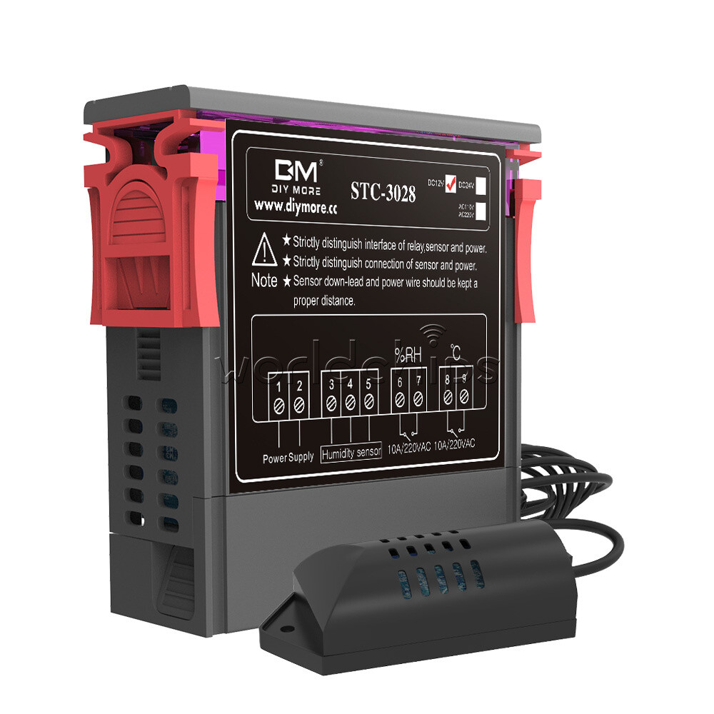STC-3028 DC12V 10A Digital Dual LED Temperature Humidity Controller Thermostat