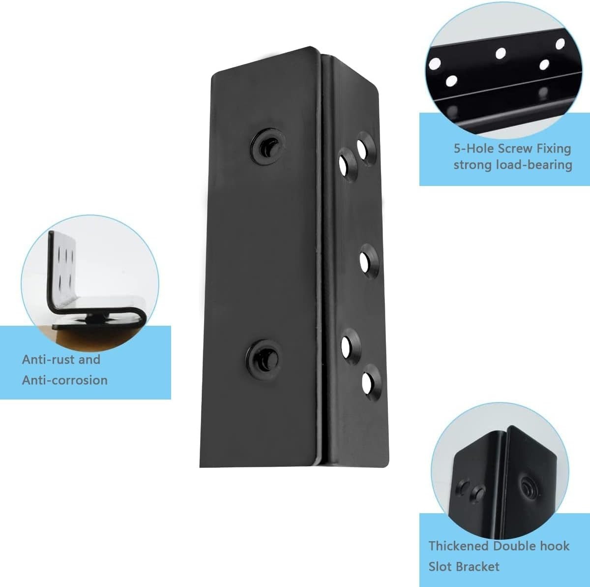 Bed Frame Hardware Bed Post Double Hook Slot Brackets Attachment Hardware, He...