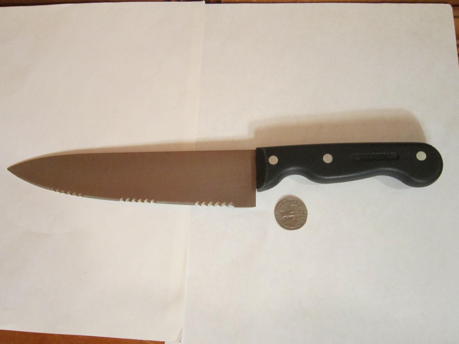 Farberware 8" Stainless Steel Blade Chef Knife Black Riveted Comfort Handle EUC