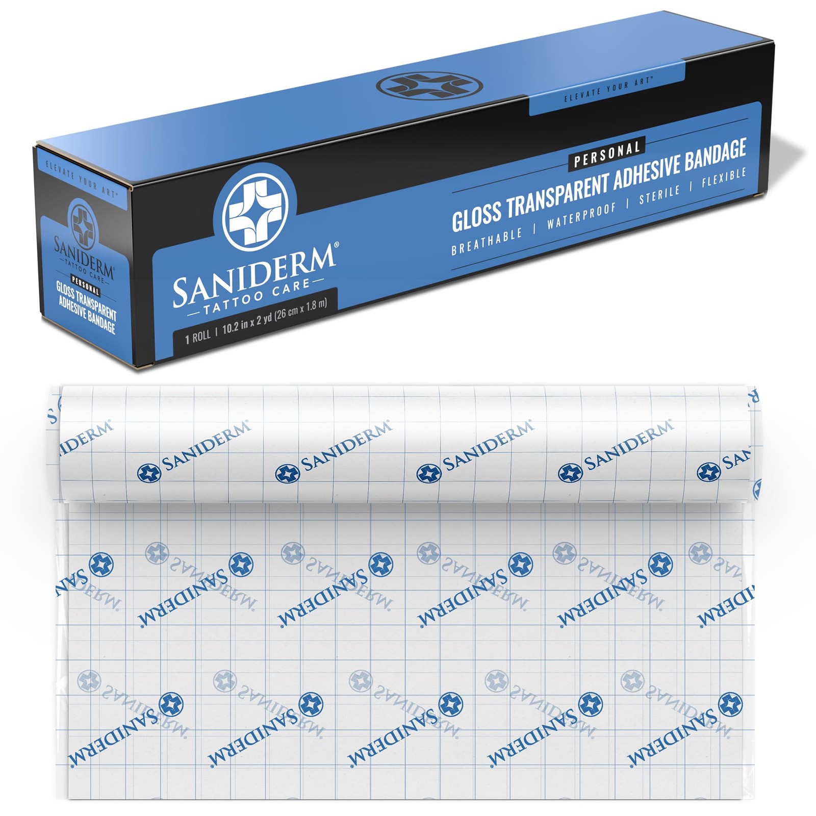 Saniderm - Tattoo Aftercare Bandage Personal Roll (10 in x 2 yd), Transparent