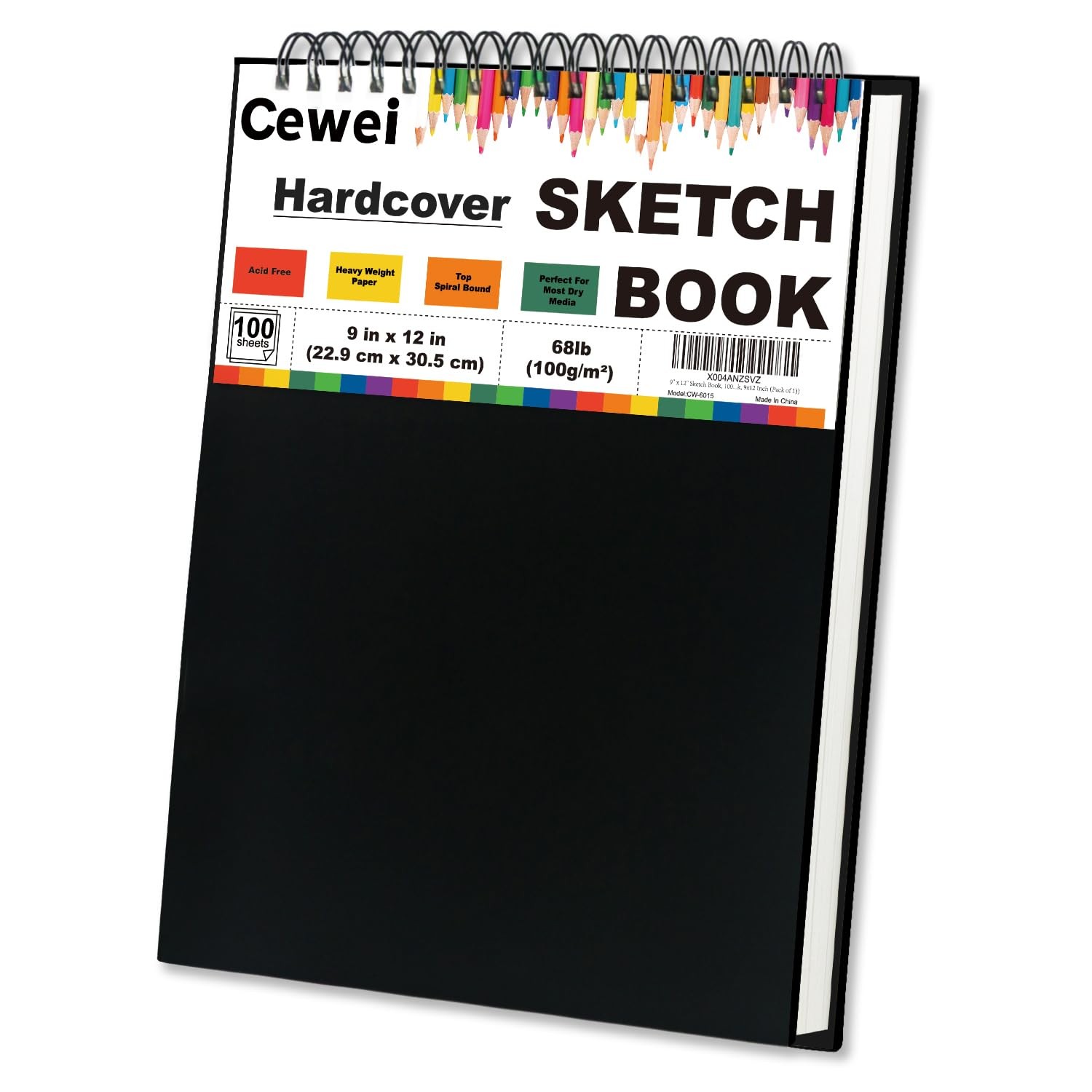 9" x 12" Sketch Book, Top Spiral Sketchbook, 100 Sheets Sketch Pad, (68 lb/10...