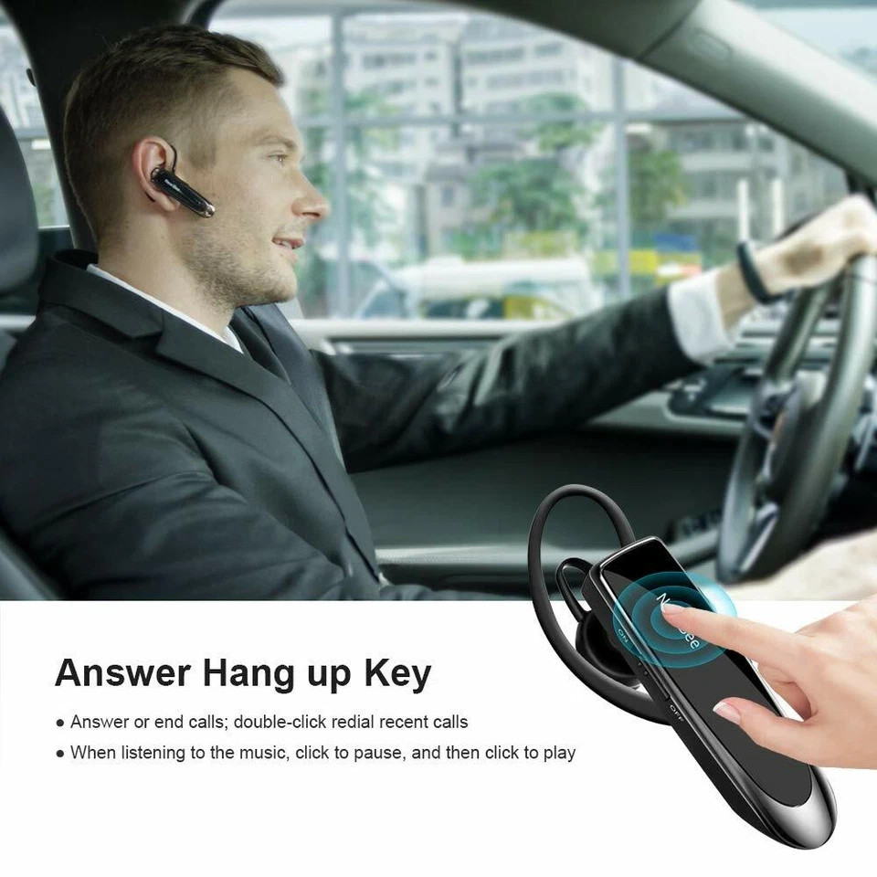 New Bee Bluetooth Headset Two Device Connection Handsfree driving Headset, Black