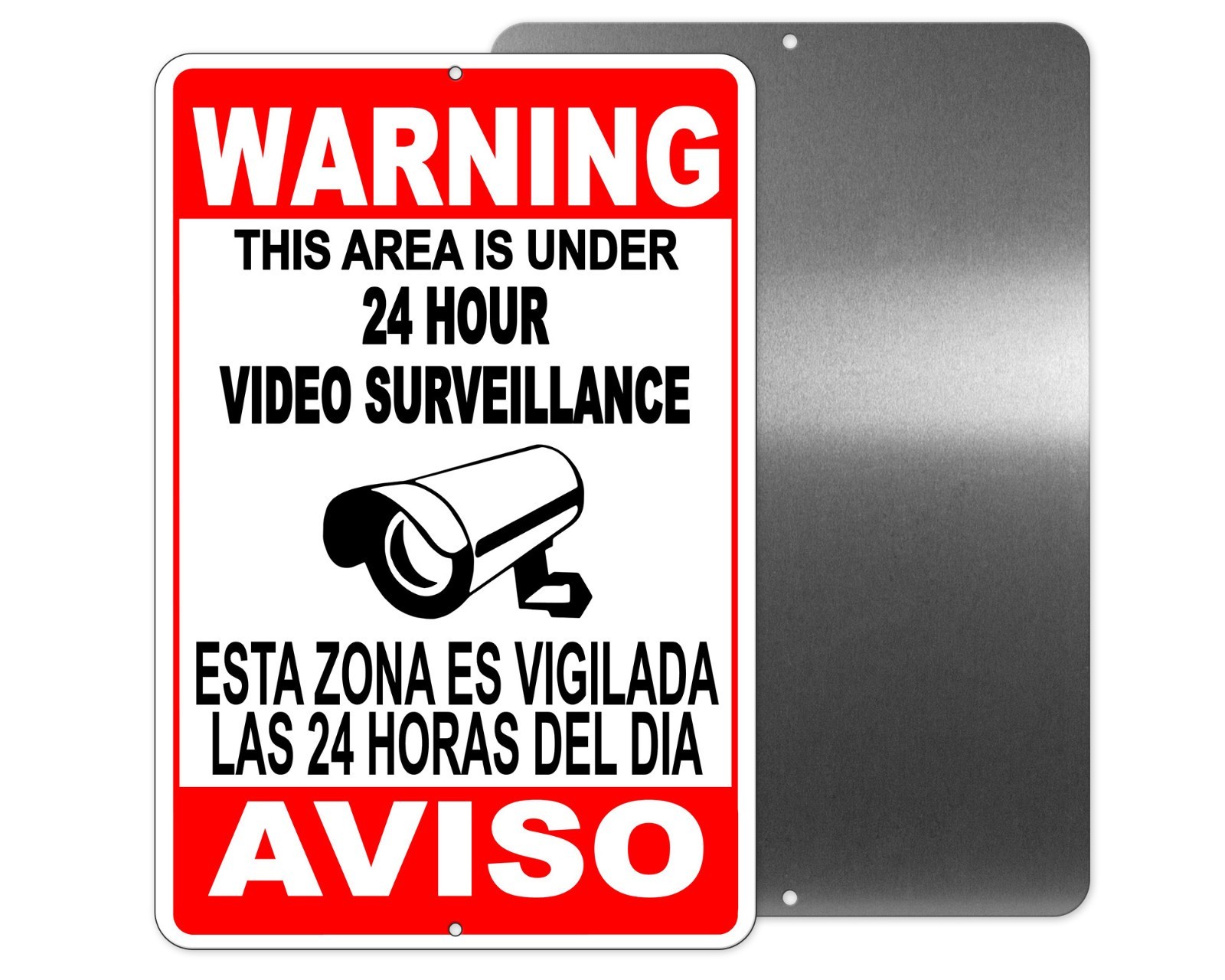 Warning Security 24 Hour Video Surveillance Camera Sign / Decal  English /