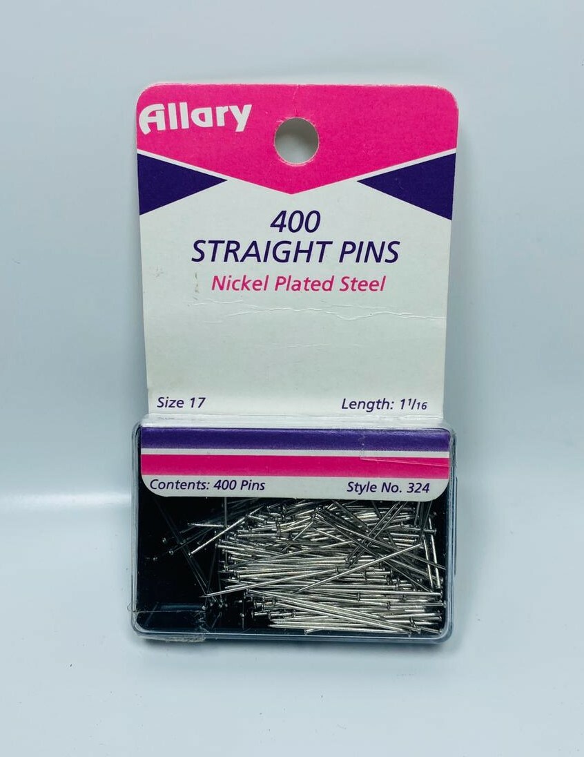 Allary 400 Straight Pins in Reusable Storage Case 1 1/16"