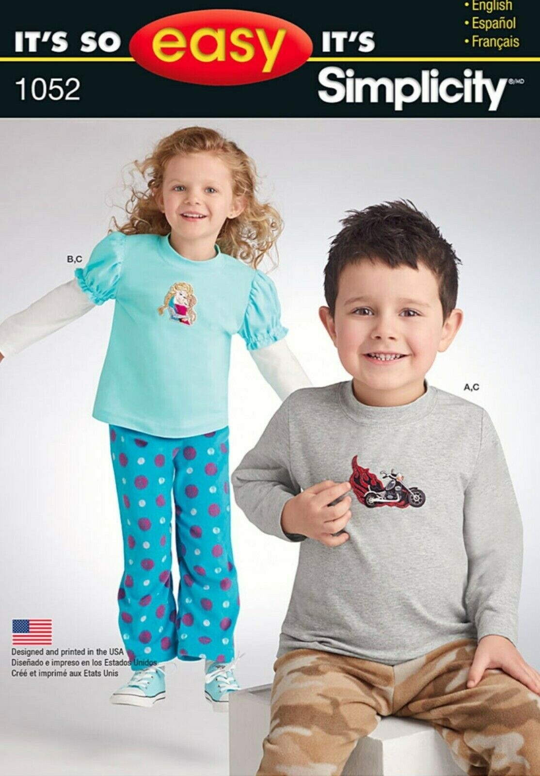 Simplicity Its Sew Easy 1052 Boys Girls Pants Knit Tops Size 4-8 UNCUT