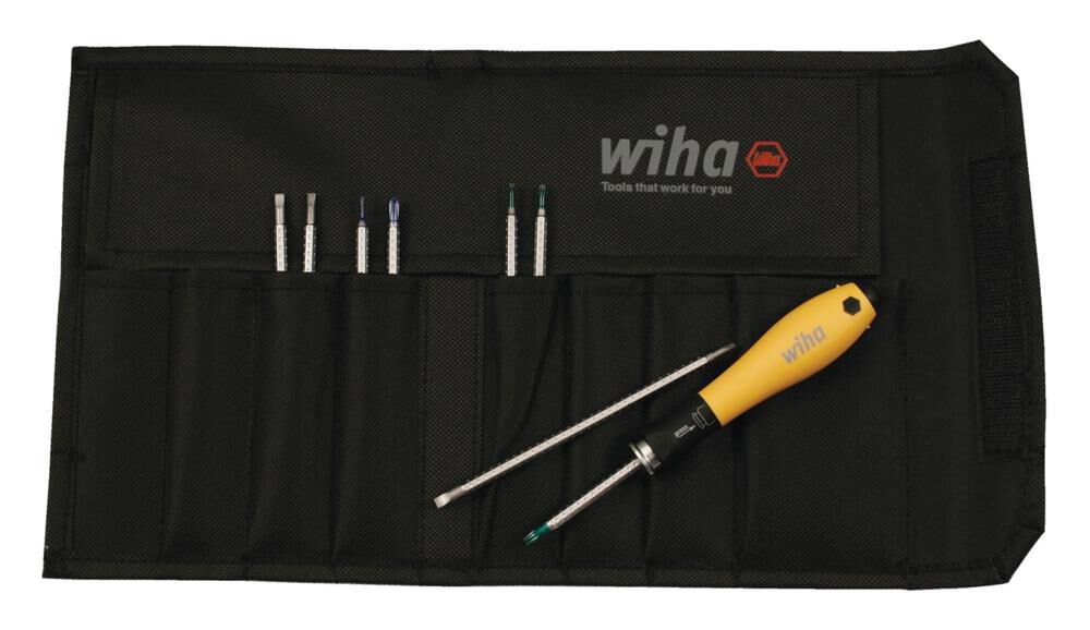 Wiha Esd Safe Drive-Loc Vi Blade Set With Canvas Pouch 9 Piece