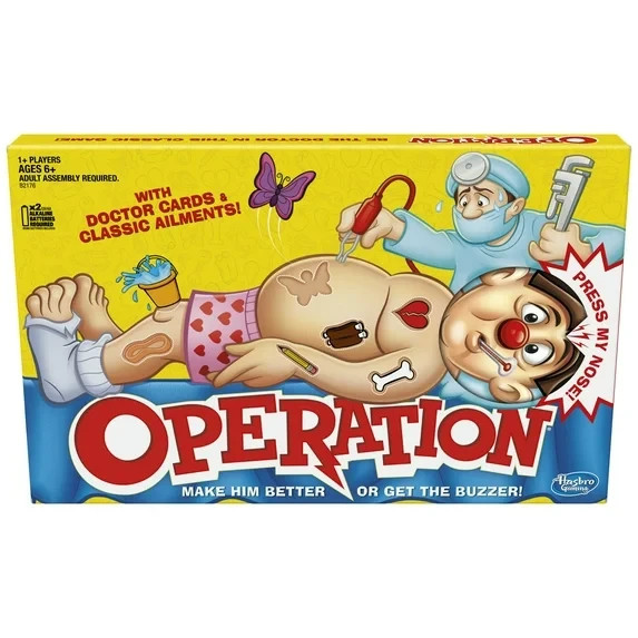 Operation Electronic Board Game with Doctor Cards and Funny Ailments